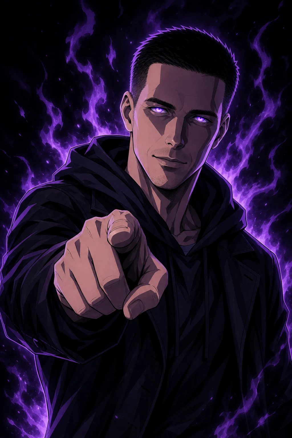 Male form with violet aura